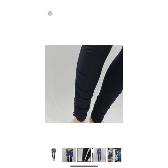 Fabletics Leggings Cashel Foldover Blue Floral Ruched Legs Athleisure Yoga M - Picture 2 of 8